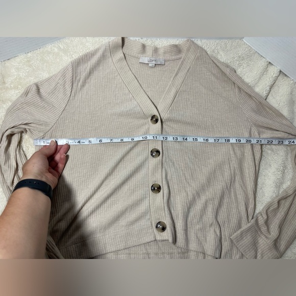 LOFT Beige Ribbed Cardigan - Picture 8 of 8